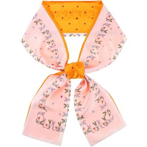 INSPIRE CHIC Women's Fashion Printed Skinny Long Retro Satin Silky Neck Scarves 1Pc - 1 of 4