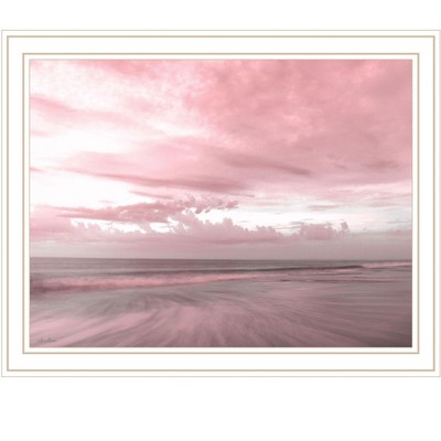 HomeRoots Pink Beach Emotions White Framed Print Wall Art