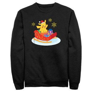 Men's Pokemon Christmas Pikachu Sleigh Sweatshirt - 1 of 4
