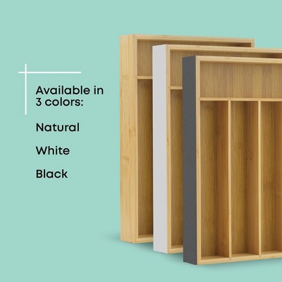 JoyJolt 5-Compartment Bamboo and Black Drawer Organizer