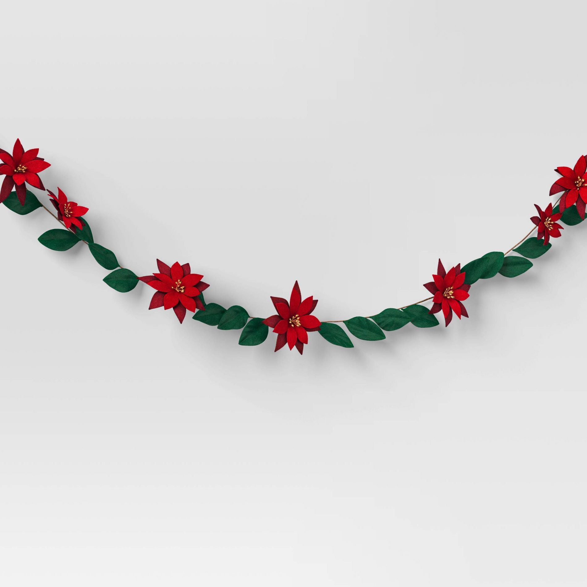 Christmas Fabric Poinsettia Garland Decor - Wondershop™