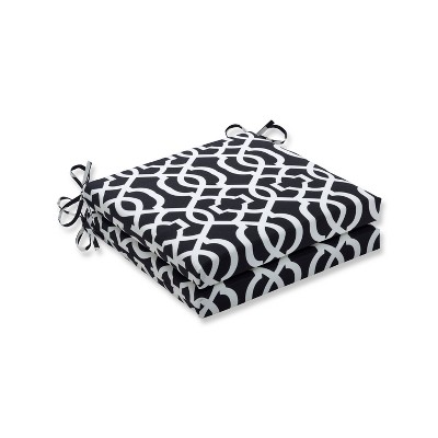 New Geo 2pc Indoor/Outdoor - White Squared Corners Seat Cushion - Black/White - Pillow Perfect