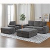GDFStudio Vale Modern 127" L-shaped 3-Seater Corduroy Upholstered Sectional Sofa with 3 Ottomans - 2 of 4