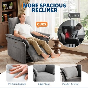 Swivel Rocking Recliner Chair – Small Upholstered Design with Charging Port, Perfect for Living Room & Bedroom - 1 of 4