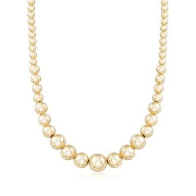 Ross-Simons Italian 6-14mm 18kt Gold Over Sterling Silver Graduated Bead Necklace