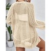 Coolmee Women's Plus Size Crochet Lightweight Cardigan Cover Up Open Front Long Sleeve Summer Cardigans - 4 of 4