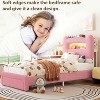 Twin Size Upholstered Bed Frame, Boucle Princess Platform Bed, with 2-Tier Storage Headboard & Drawer for Kids / Girls / Boys - 2 of 4