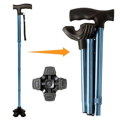 Adjustable Aluminum Walking Cane – Folding & Collapsible For Travel Or Hiking – Unbranded