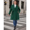 Women's Plus Size Lapel Long Sleeve Single Breasted Belted Midi Pea Coat with Pocket - Agnes Orinda - 3 of 4