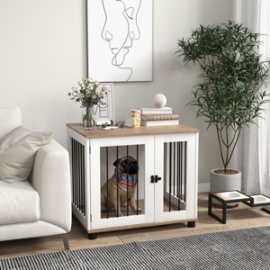 LAOTIES Dog Crate Furniture with Lockable Door,Indoor Wooden Dog Kennel End Table for Small And Medium Dogs - 1 of 4