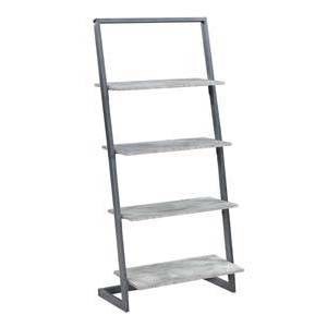 57" Graystone 4 Tier Ladder Bookcase/shelf Faux Birch/Slate Gray - Breighton Home