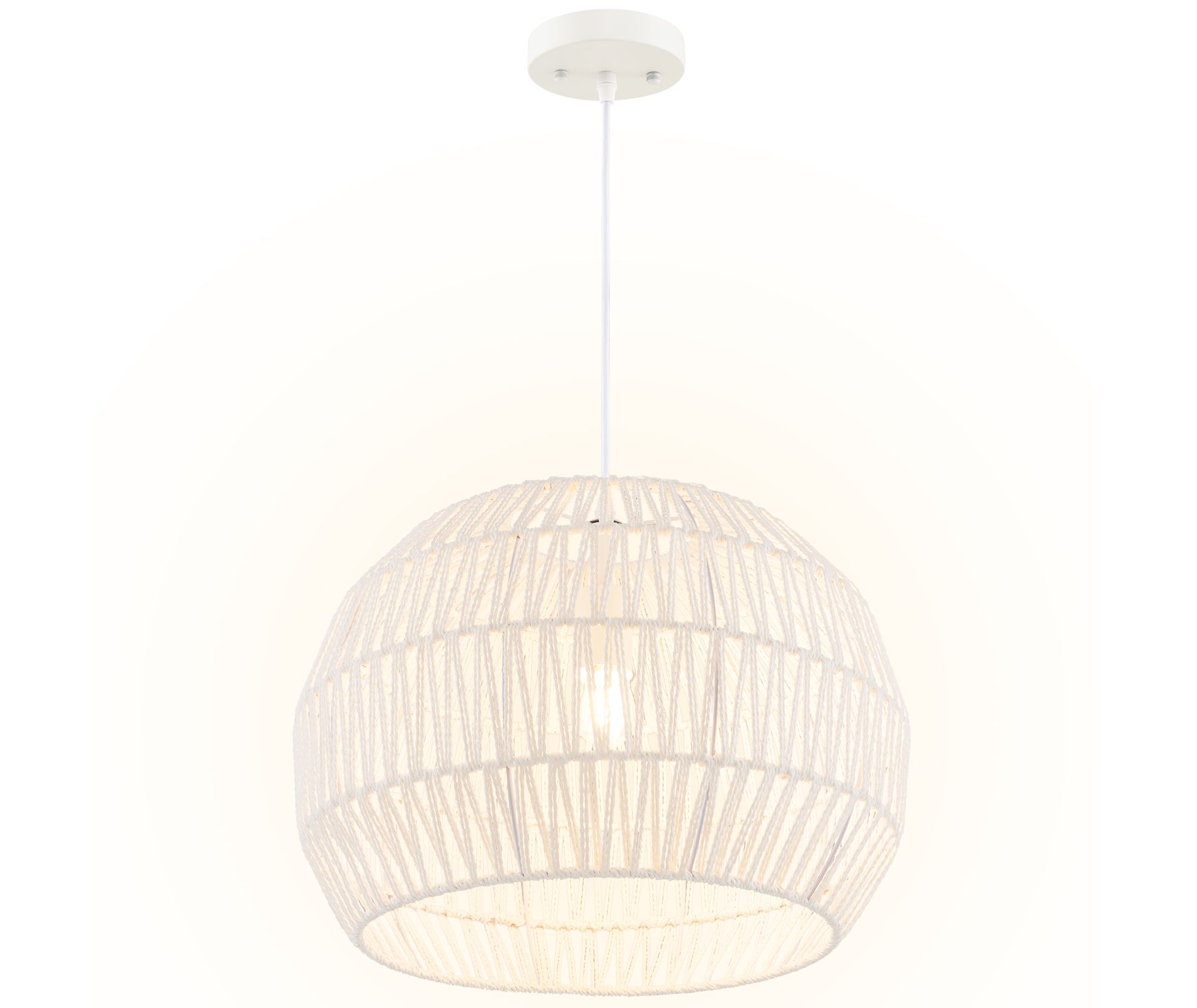 Tangkula Paper Pendant Light Fixture Round Hanging Ceiling Light with Adjustable Hanging Rope 17.5” Decorative Chandelier