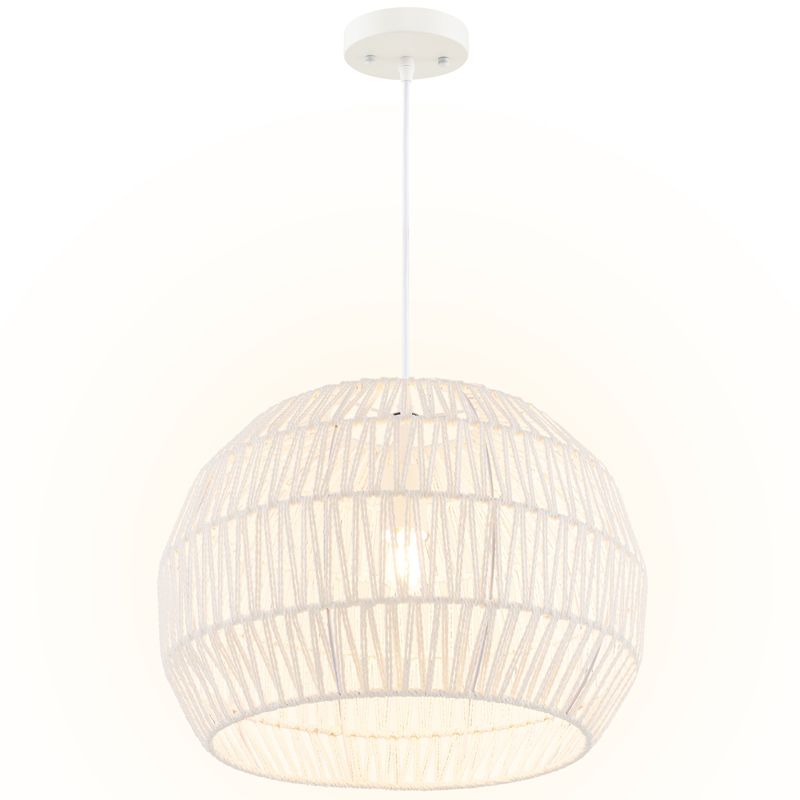 Tangkula Paper Pendant Light Fixture Round Hanging Ceiling Light with Adjustable Hanging Rope 17.5” Decorative Chandelier, 1 of 10