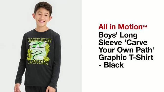 Boys&#39; Long Sleeve 'Carve Your Own Path' Graphic T-Shirt - All In Motion™ Black, 2 of 5, play video