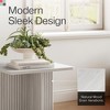 Stead Square Fluted Accent Side Table, Pedestal Drink Table, Modern Home, Bedroom, and Living Room Furniture (White) - 3 of 4