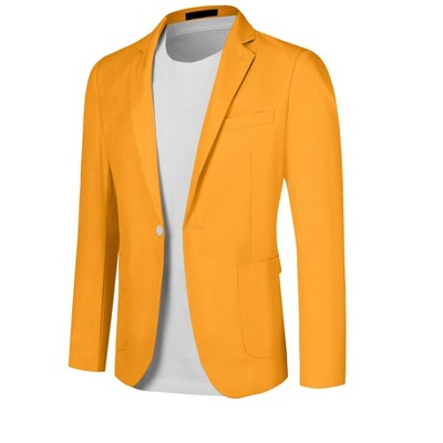 Lars Amadeus Men's One Button Notched Lapel Business Solid Sport Coats
