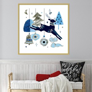 Amanti Art 33"x33" Goodnight Reindeer I by Melissa Wang Wood Framed Wall Art Print - 1 of 4