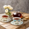 Sparkle and Bash Set of 6 Vintage Floral Tea Cups and Saucers for Tea Party Supplies, Bridal Showers & Garden Parties- Blue, Pink, 8oz - 2 of 4