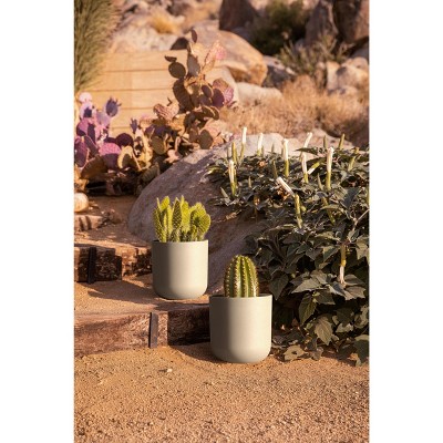 Kona Modern Sand 10" Plastic-Stone Composite Planter