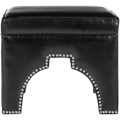 Grant Ottoman   Silver Nail Heads - Black - Safavieh