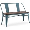 Erommy 42in Dining Bench, Entryway Bench with Back, Farmhouse Metal Dining Bench, Industrial Mid-Century 3 Person Rustic Spindle Bench - 2 of 3