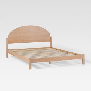 Saracina Home Queen Arched Headboard Bed Cerused White: Boho Solid Pine, Platform Frame - 1 of 4