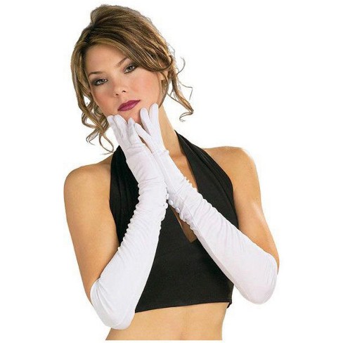 Rubies Womens Elbow Length White Satin Gloves Target