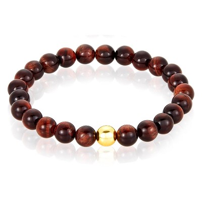 West Coast Jewelry Men's Natural Stone and Hematite Stone Bead Stretch Bracelet (8mm) - 8"