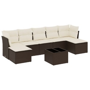 vidaXL Garden Sofa Set Brown, Cream White - 1 of 4