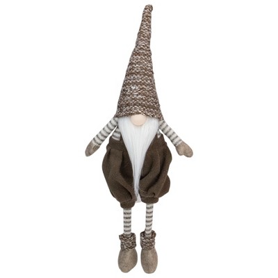 Northlight 18.5" Brown and White Sitting Tabletop Gnome Christmas Decoration