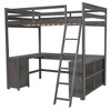 Sapphtopaz Loft Bed with U-shaped Desk,Space-Saving Bed Frame with Guardrail & ladder,Loft Bed with Drawers & Shelves for Teen&Adults - 2 of 4