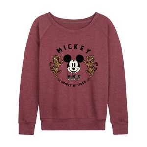 Women's - Disney - Mickey's Spirit of The Tiger Lightweight French Terry Wide Neck Long Sleeve Shirt - 1 of 4