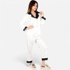 Anna-Kaci Lounge Women's Satin Pajama Set with Contrast Trim and Button-Up Top - 3 of 4