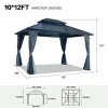 Durable 10' x 12' Hardtop Gazebo with Galvanized Steel Roof, Sturdy Aluminum Frame, Mosquito Netting, and Weather-Resistant Curtains-Coolbibila - 4 of 4