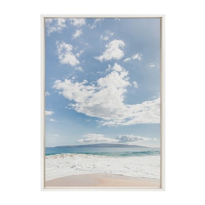 Sylvie Beach Sky Blue Framed Canvas Wall Art, 23x33