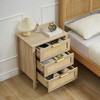 Nightstand, Rattan End Table, Nightstands with 3 Natural Rattan Drawers 1 or 2 pack - 4 of 4