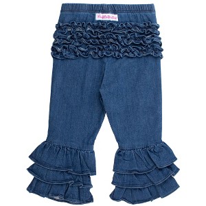 RuffleButts Girls Denim Ruffle Flare Pants - 1 of 4