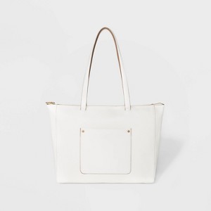 Zip Top Tote Handbag - A New Day Sour Cream, Women
