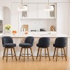 Bekrvio 26" Swivel Counter Height Bar Stools Set of 1/2/3/4,Fabric Upholstered Bar Chairs with Walnut Wood Legs, Counter-Height Kitchen Island Stools - 2 of 4