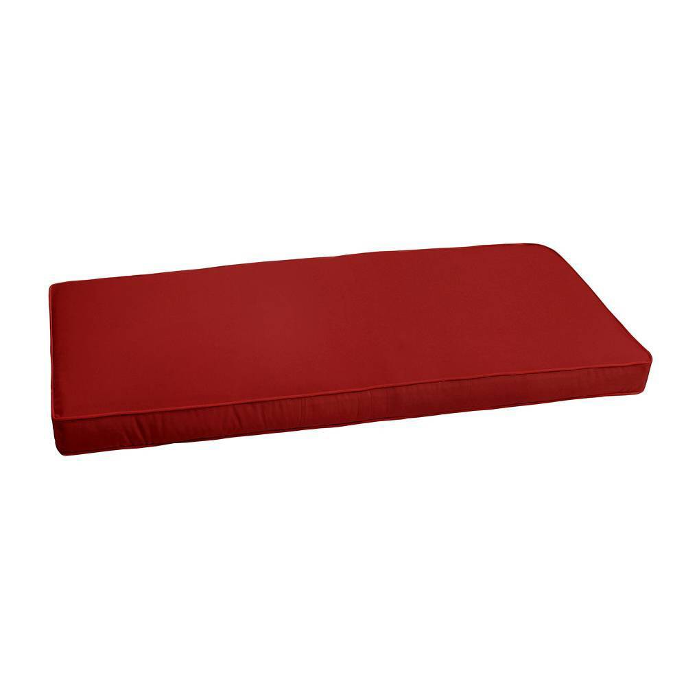Sunbrella 48" x 19" x 3" Jockey Outdoor Corded Bench Cushion Red: Fade & UV-Resistant with Zipper Closure