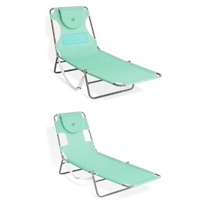 Ostrich Lightweight Portable Chaise Folding Sunbathing Poolside Beach Chair with Outdoor Adjustable Recliner Lounge Pool Chair, Teal - 1 of 4