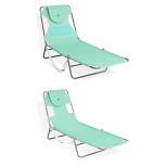 Ostrich Lightweight Portable Chaise Folding Sunbathing Poolside Beach Chair with Outdoor Adjustable Recliner Lounge Pool Chair, Teal