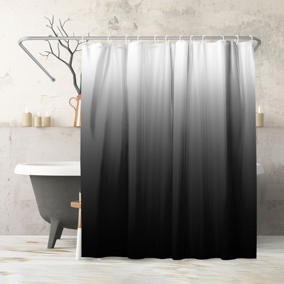 Americanflat 71x74 Black Ombre Shower Curtain - 100% Polyester Curtain - Water-Resistant with Metal Grommets and 12 Rings - Gradient Shower Curtains