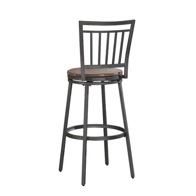 Industrial Slate Gray and Golden Oak Swivel Counter Stool