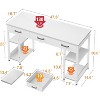 ODK Office Small Computer Desk: Home Table with Fabric Drawers & Storage Shelves, Modern Writing Desk, White, 48"x16" - 3 of 3