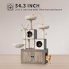 Multi-Level Wooden Cat Tree Tower with Hidden Litter Box Enclosure & Condo, Sisal Scratching Posts, Soft Perch & Toys, Modern Cat Furniture - 4 of 4