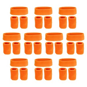 Unique Bargains Terry Cloth Sports Athletic Gym Headband Wristband Sweatband 10 Sets - 1 of 4