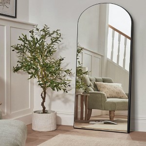 PexFix 31 in. W x 71 in. H Full Length Arched Free Standing Body Mirror, Metal Framed Wall Mirror, Large Floor Mirror in Black - 1 of 4