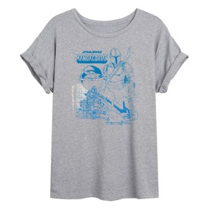 Women's - Star Wars - The Mandalorian Mando Sketchy Oversized Graphic T-Shirt - 1 of 4