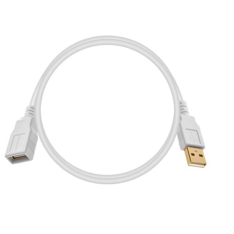 Monoprice USB 2.0 Extension Cable - 1.5 Feet - White | USB Type-A to USB Type-A Female, 28/24AWG, Gold Plated, 4 of 7